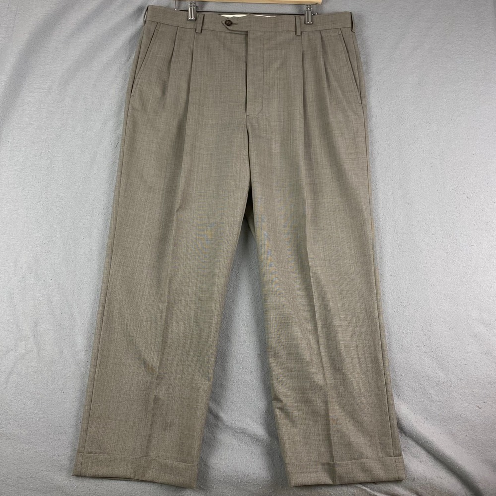 Brooks Brothers Pants Mens 38x28 beige 1818 Madison Wool Pleated Front